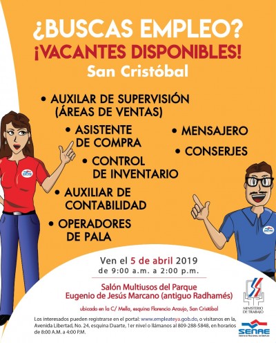ministerio de trabajo invita a jornada de empleo en san cristobal Feria de empleo San Cristobal